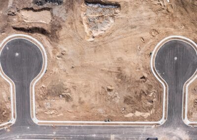 A custom home builder's aerial view of a construction site in Southern Utah Valley.